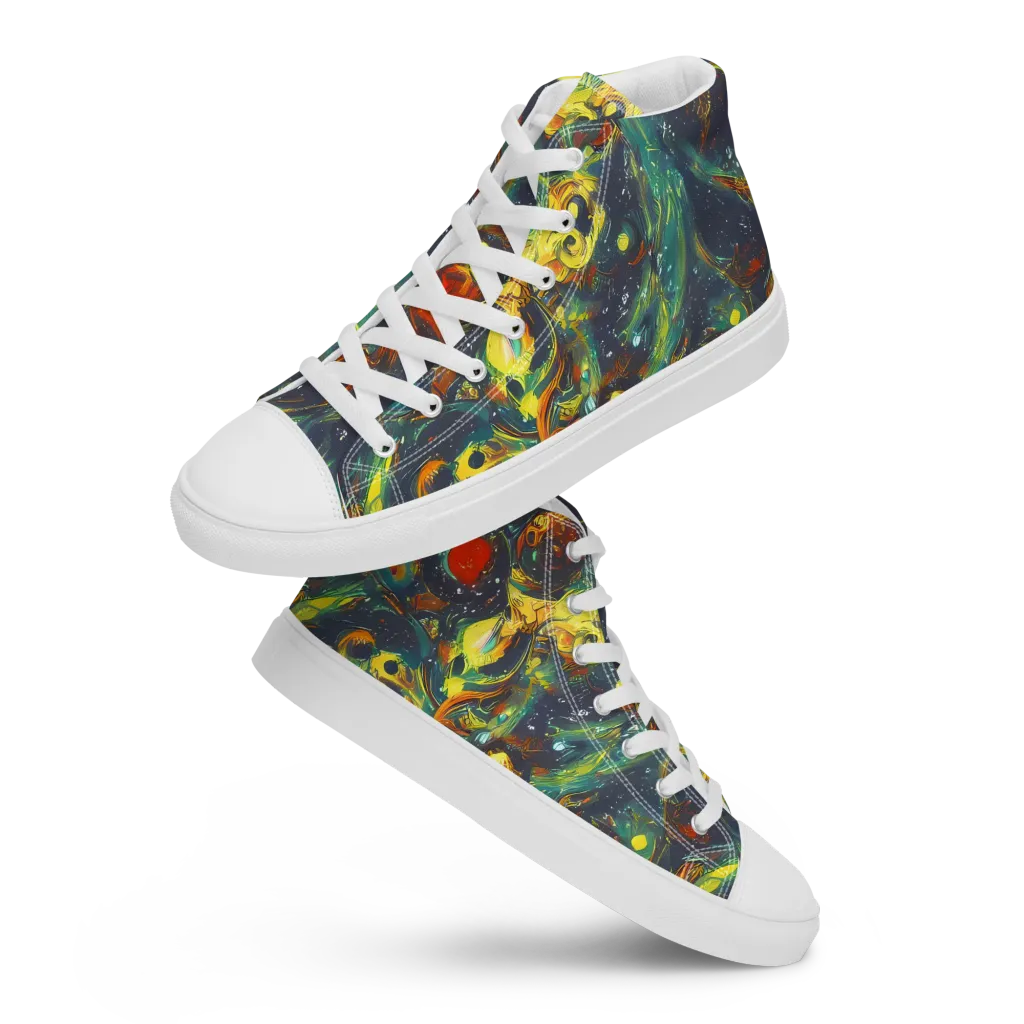 Electric Tidal Pool on Women's High Top Canvas Shoes — Front