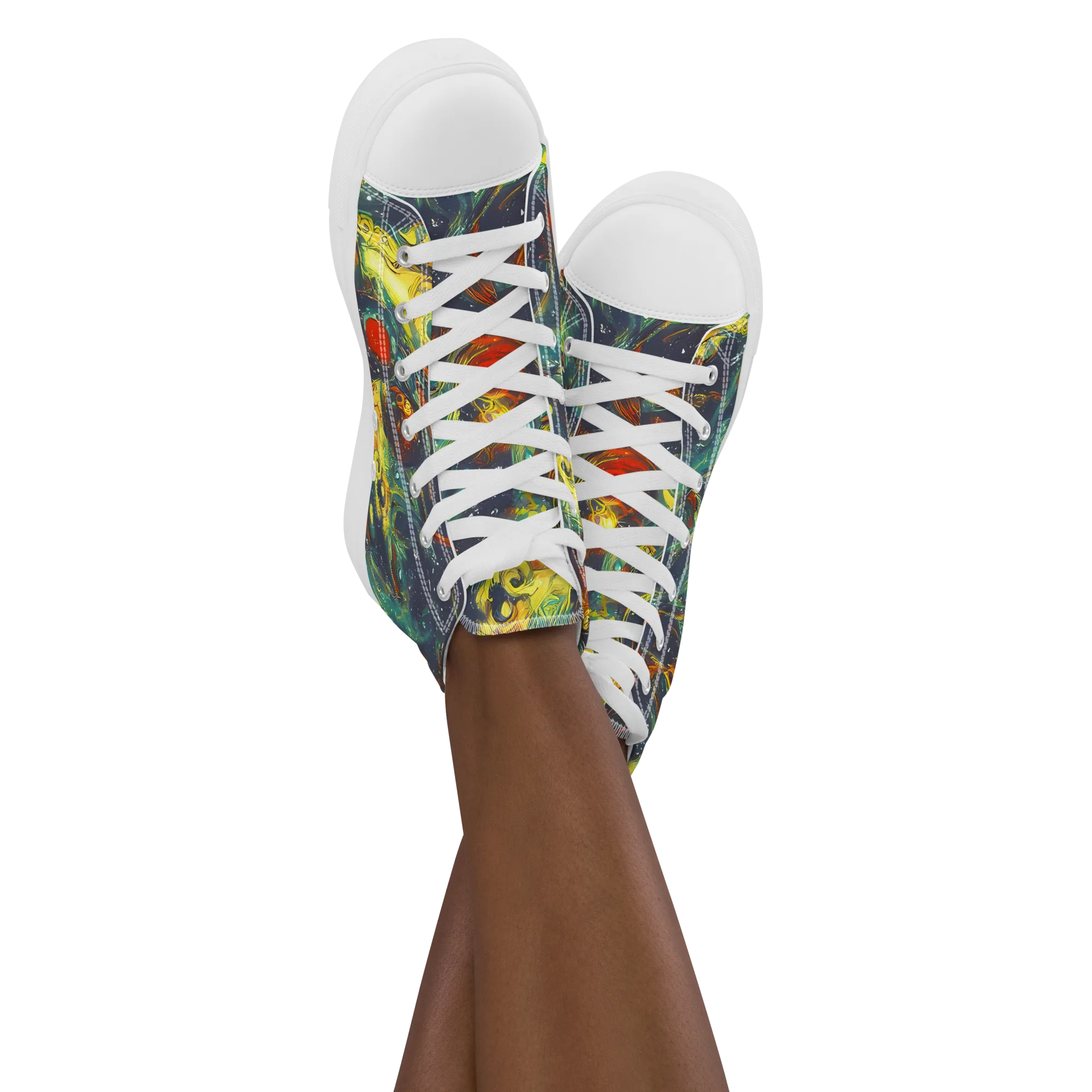 Electric Tidal Pool on Women's High Top Canvas Shoes — Front