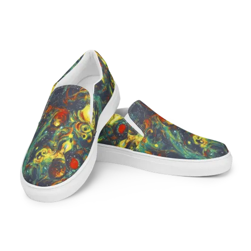Electric Tidal Pool on a Men's Slip-On Canvas Shoes