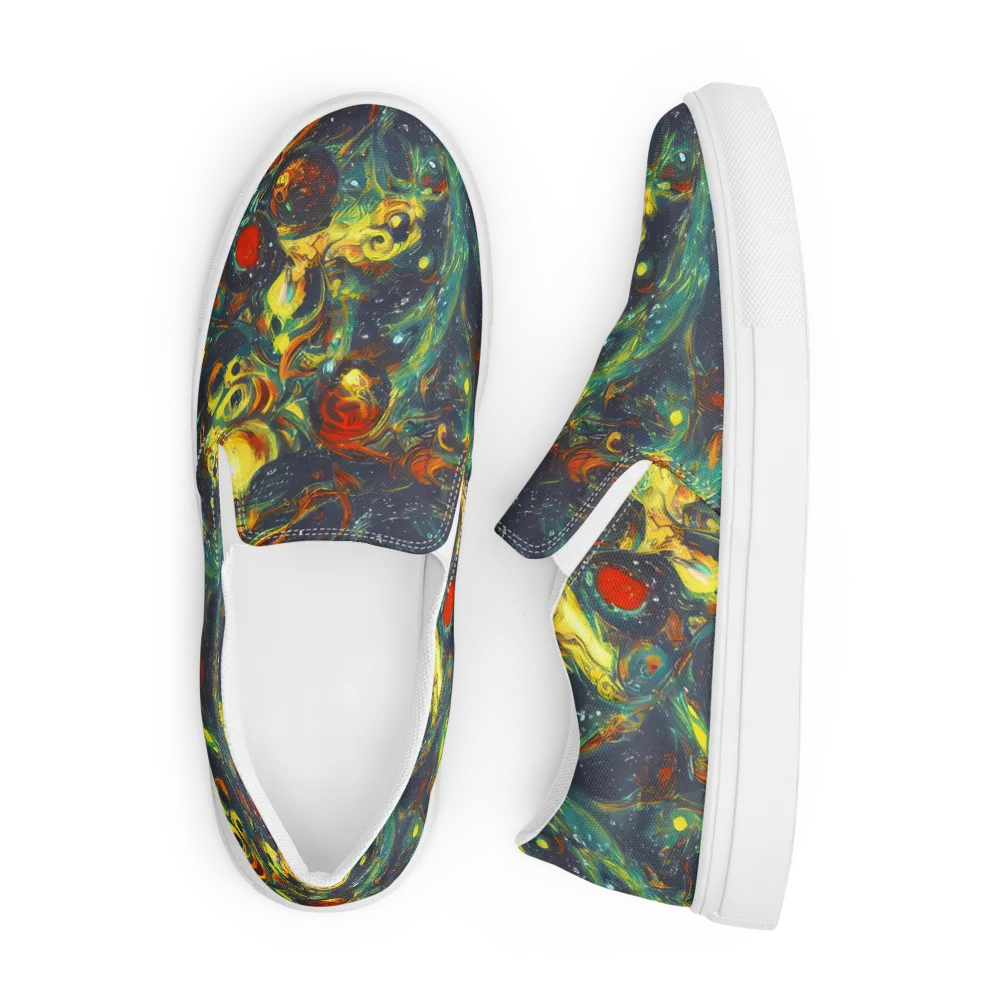 Electric Tidal Pool on Men's Slip-On Canvas Shoes — Front