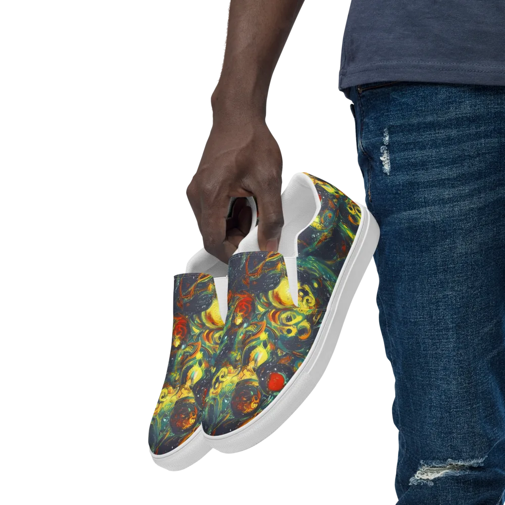 Electric Tidal Pool on Men's Slip-On Canvas Shoes — Left Front