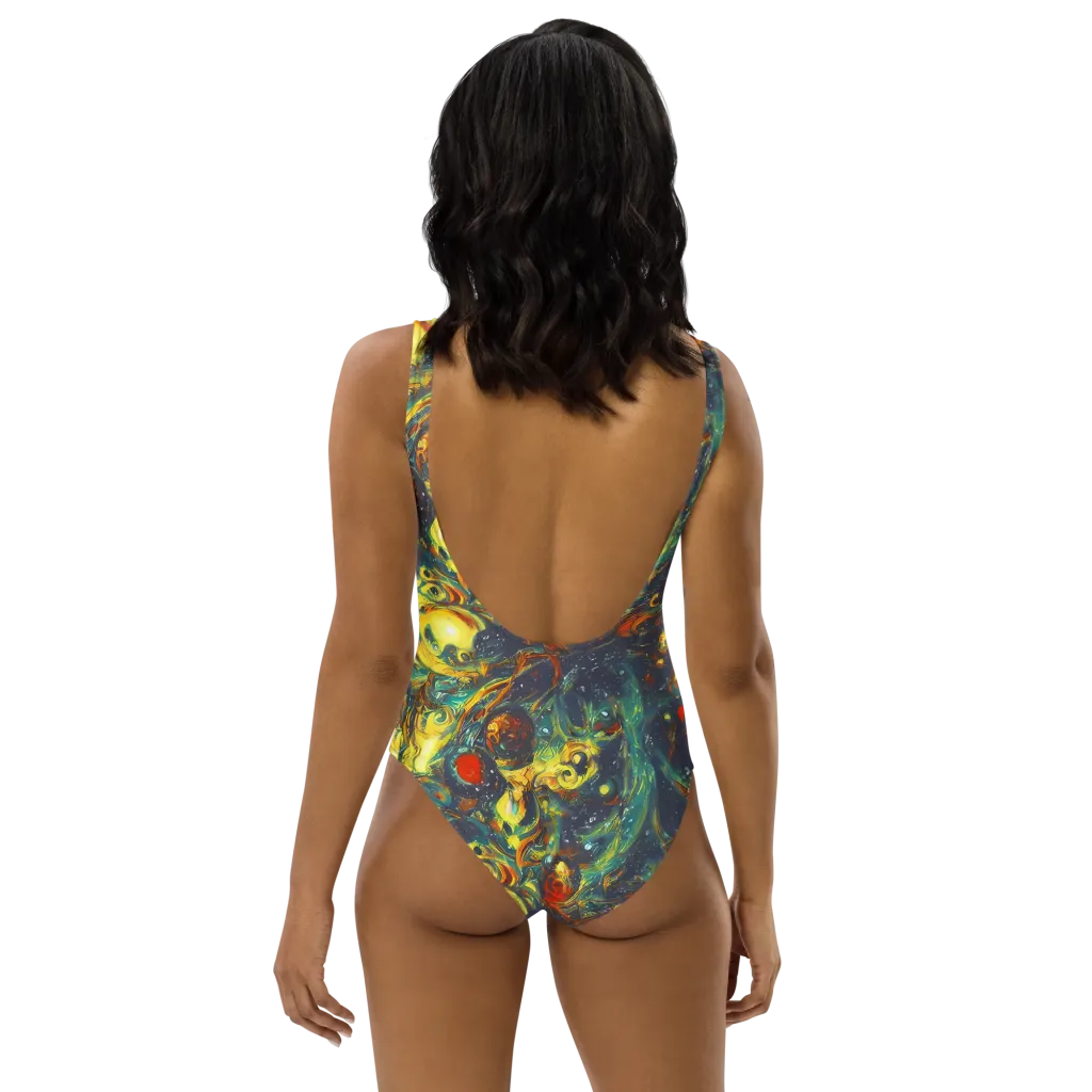 Electric Tidal Pool on One-Piece Swimsuit — Back