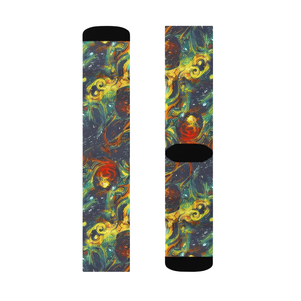 Electric Tidal Pool on Socks — Left Sock