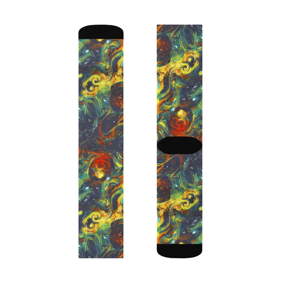 Electric Tidal Pool on Socks — Right Sock