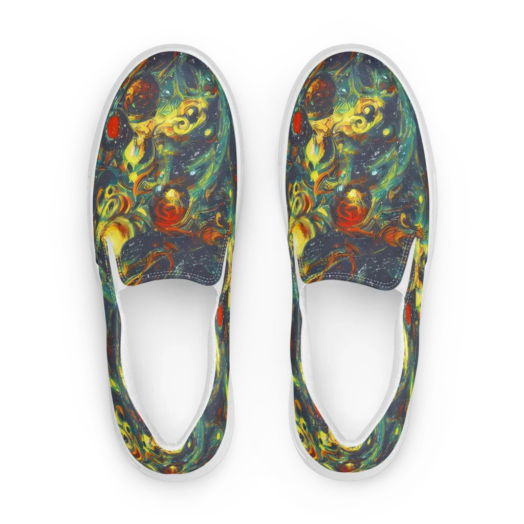 Electric Tidal Pool on Women's Slip-On Canvas Shoes — Front