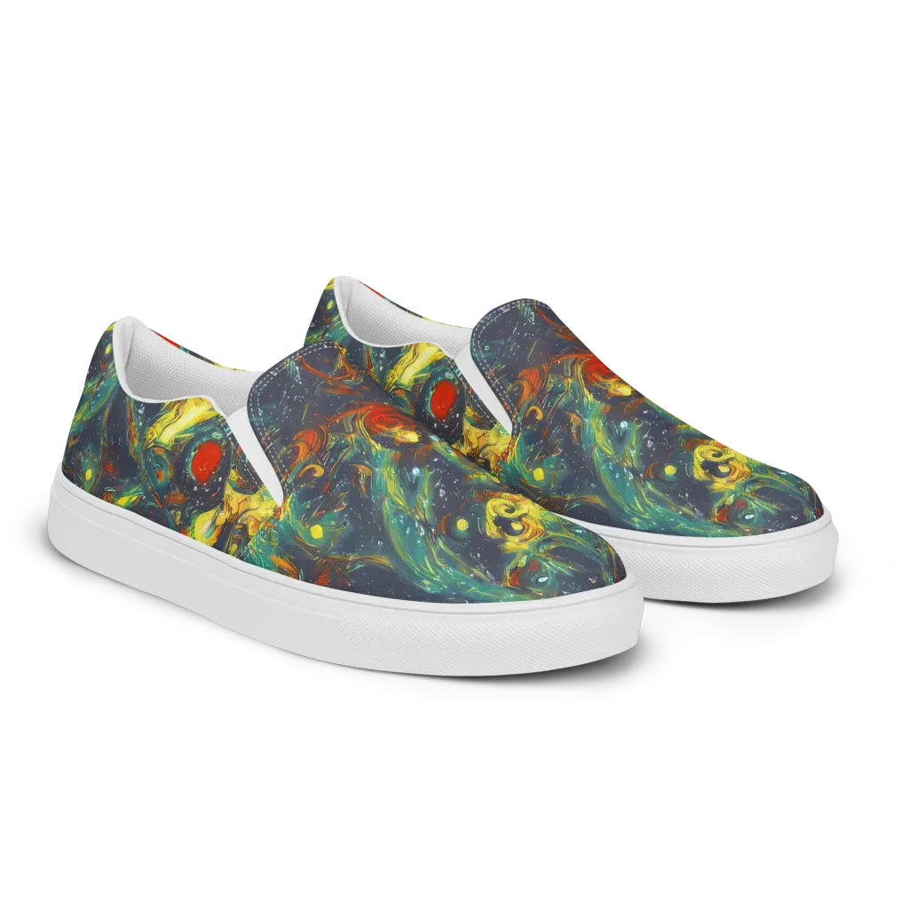 Electric Tidal Pool on Women's Slip-On Canvas Shoes — Right Front