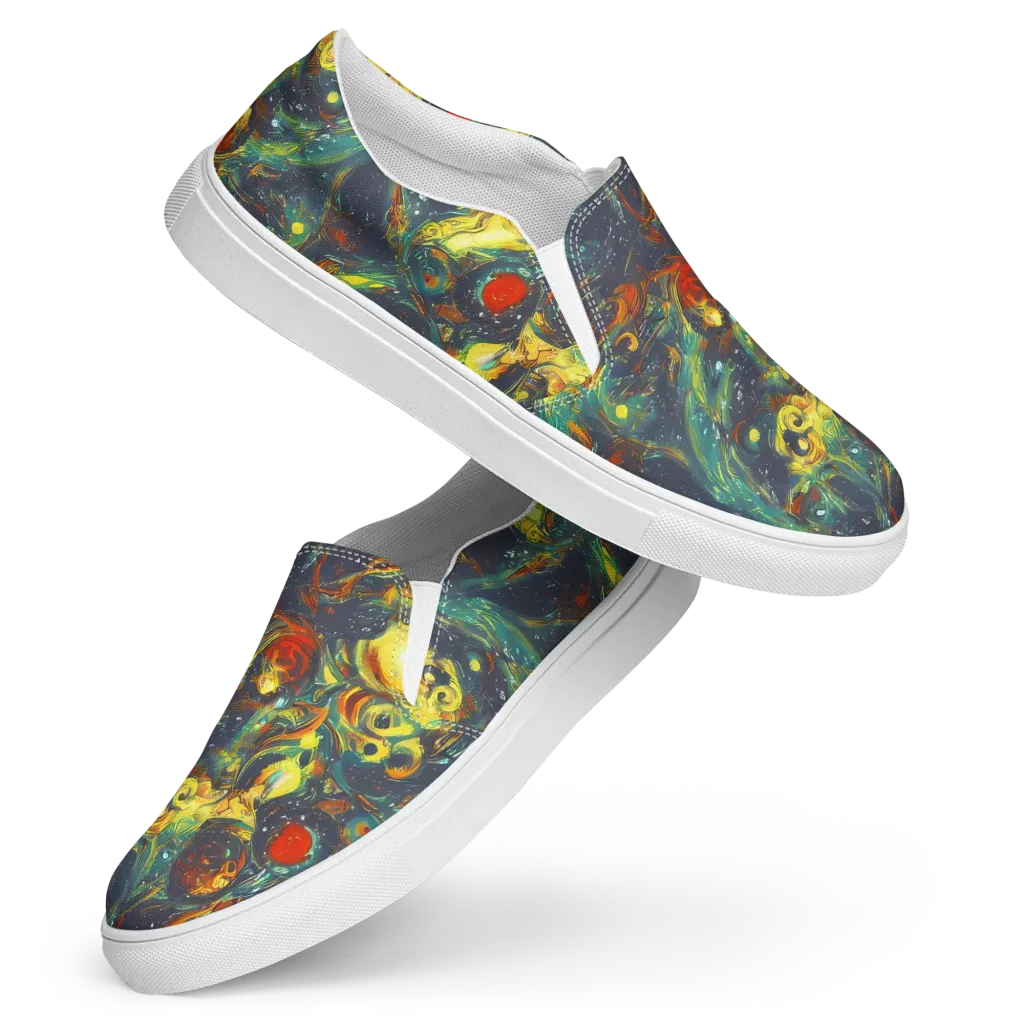 Electric Tidal Pool on Women's Slip-On Canvas Shoes — Front