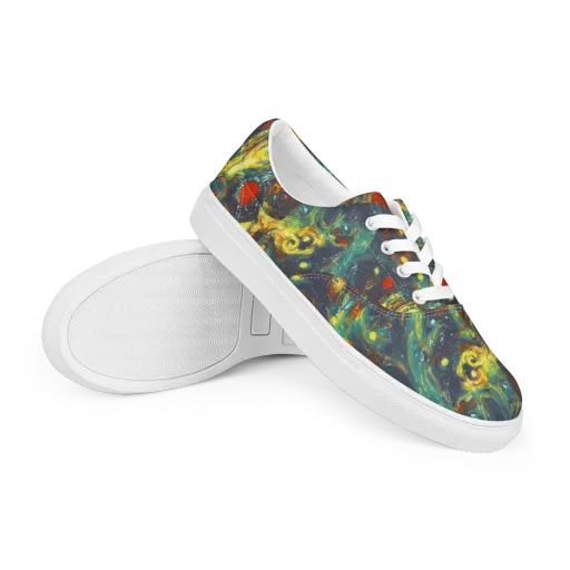 Electric Tidal Pool on a Men's Lace-Up Canvas Shoes