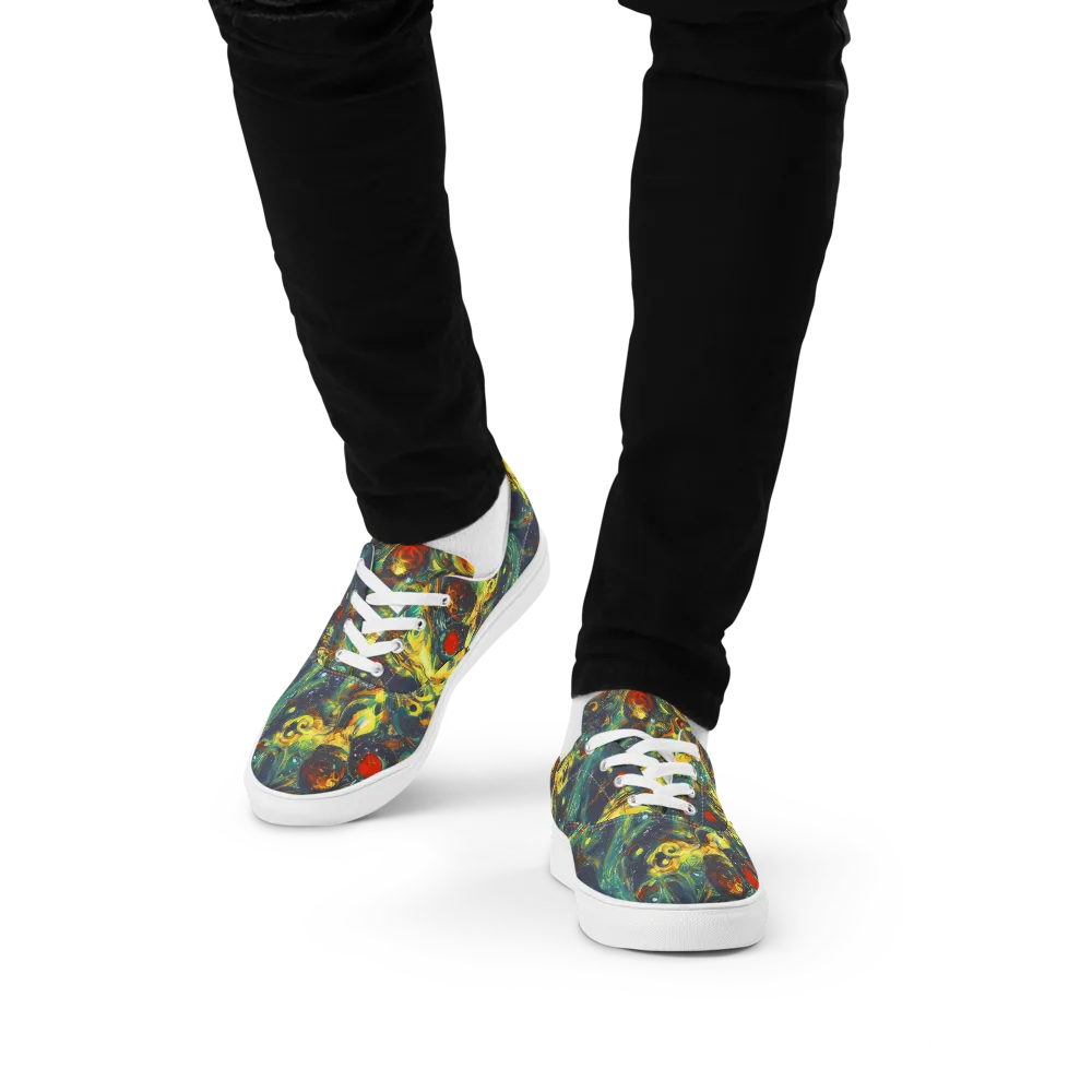 Electric Tidal Pool on Men's Lace-Up Canvas Shoes — Front