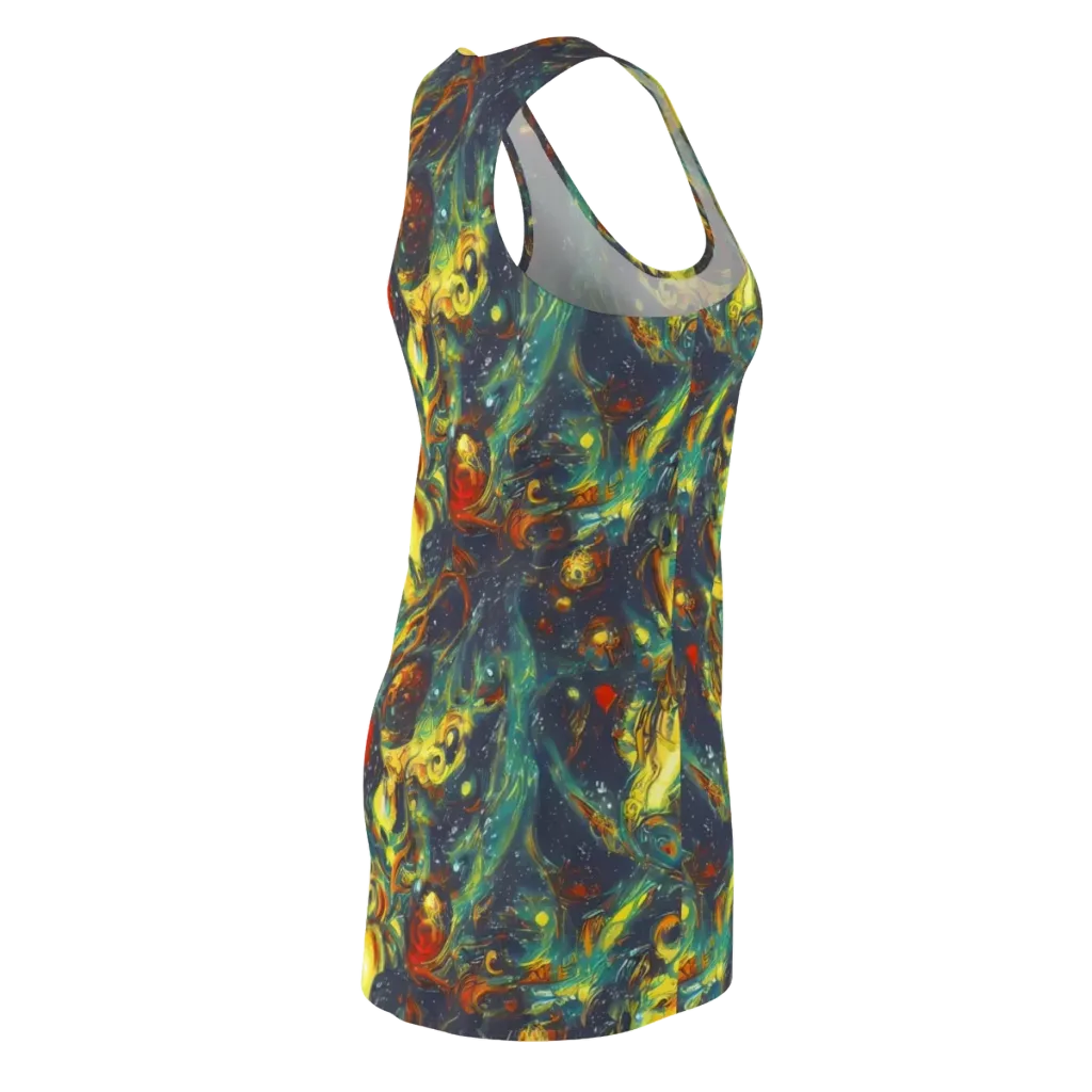 Electric Tidal Pool on Racerback Dress — Back Side