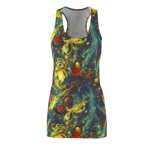 Electric Tidal Pool on a Racerback Dress