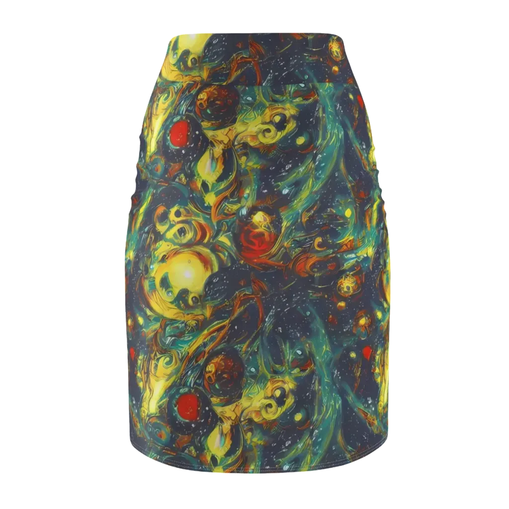 Electric Tidal Pool on Pencil Skirt — Back