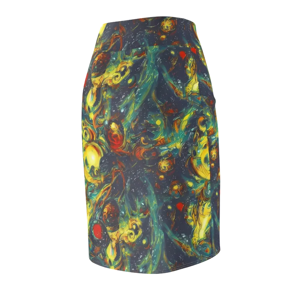 Electric Tidal Pool on Pencil Skirt — Back Side
