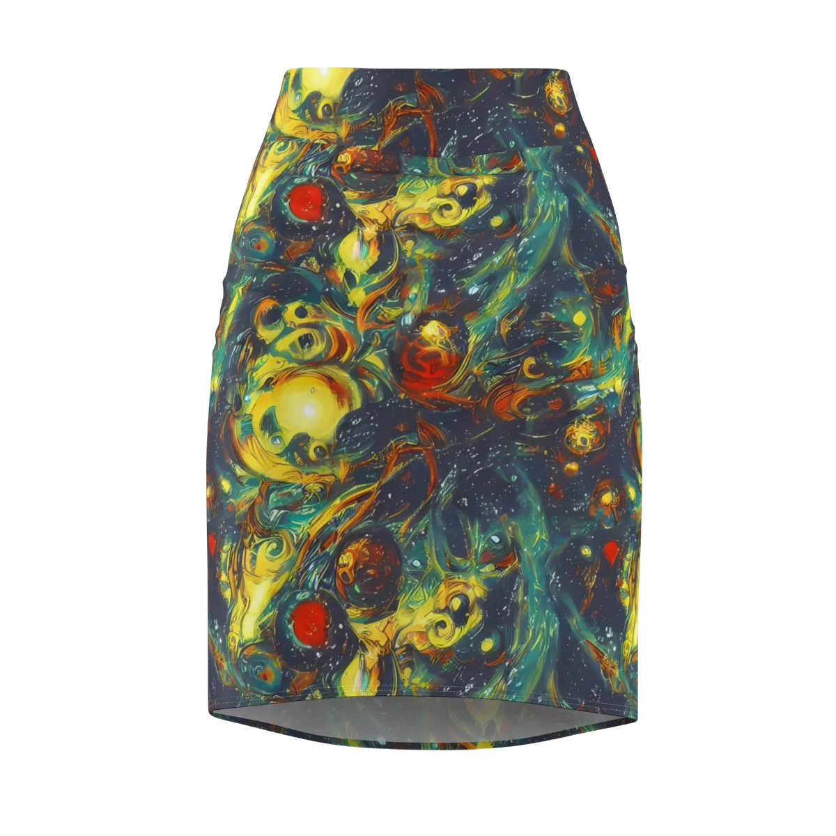 Electric Tidal Pool on Pencil Skirt — Front
