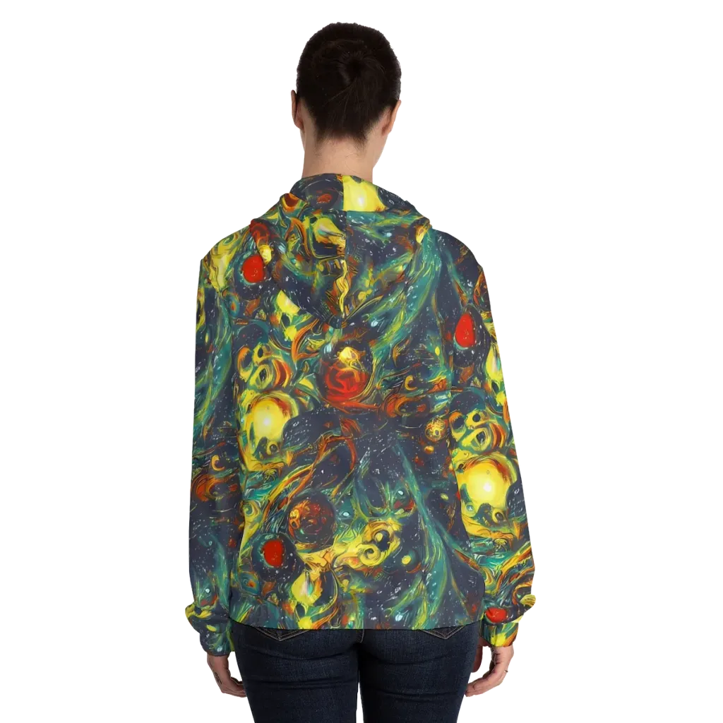 Electric Tidal Pool on Women's Full-Zip Hoodie — Back On Person