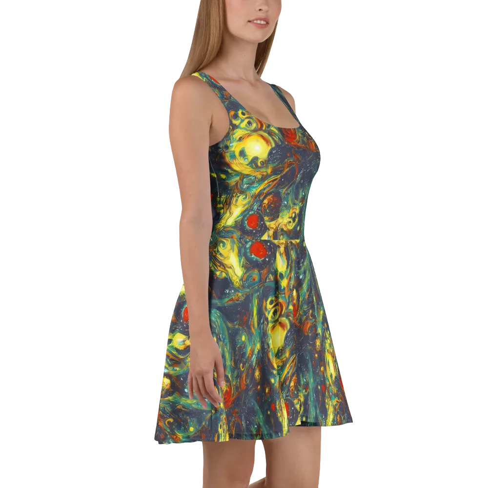 Electric Tidal Pool on Skater Dress — Right