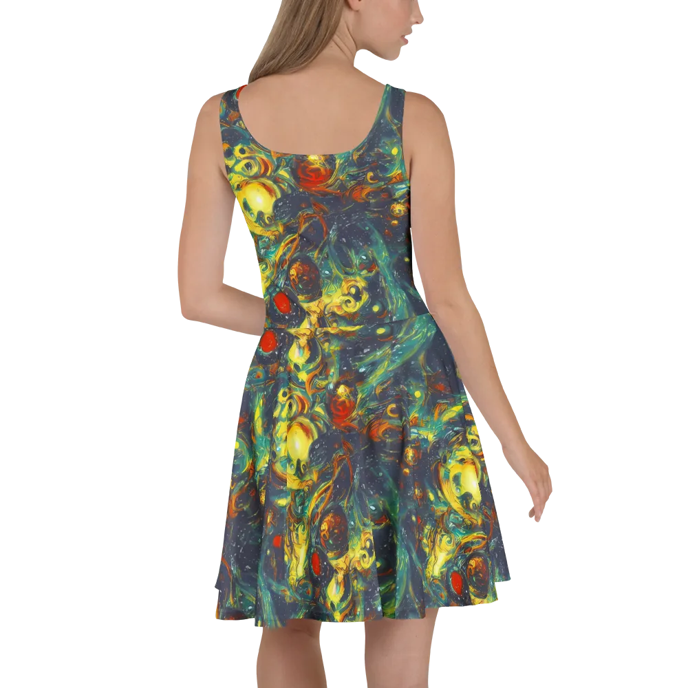 Electric Tidal Pool on Skater Dress — Back