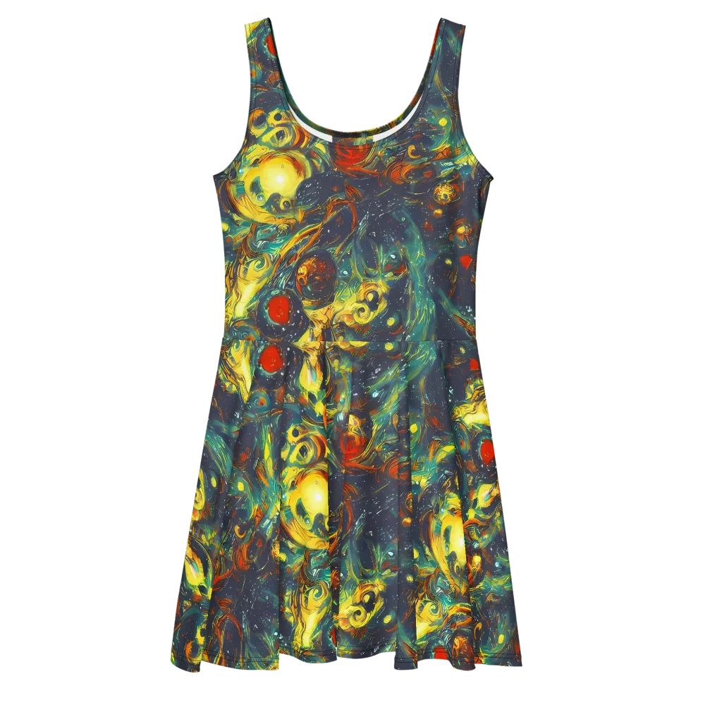 Electric Tidal Pool on Skater Dress — Front