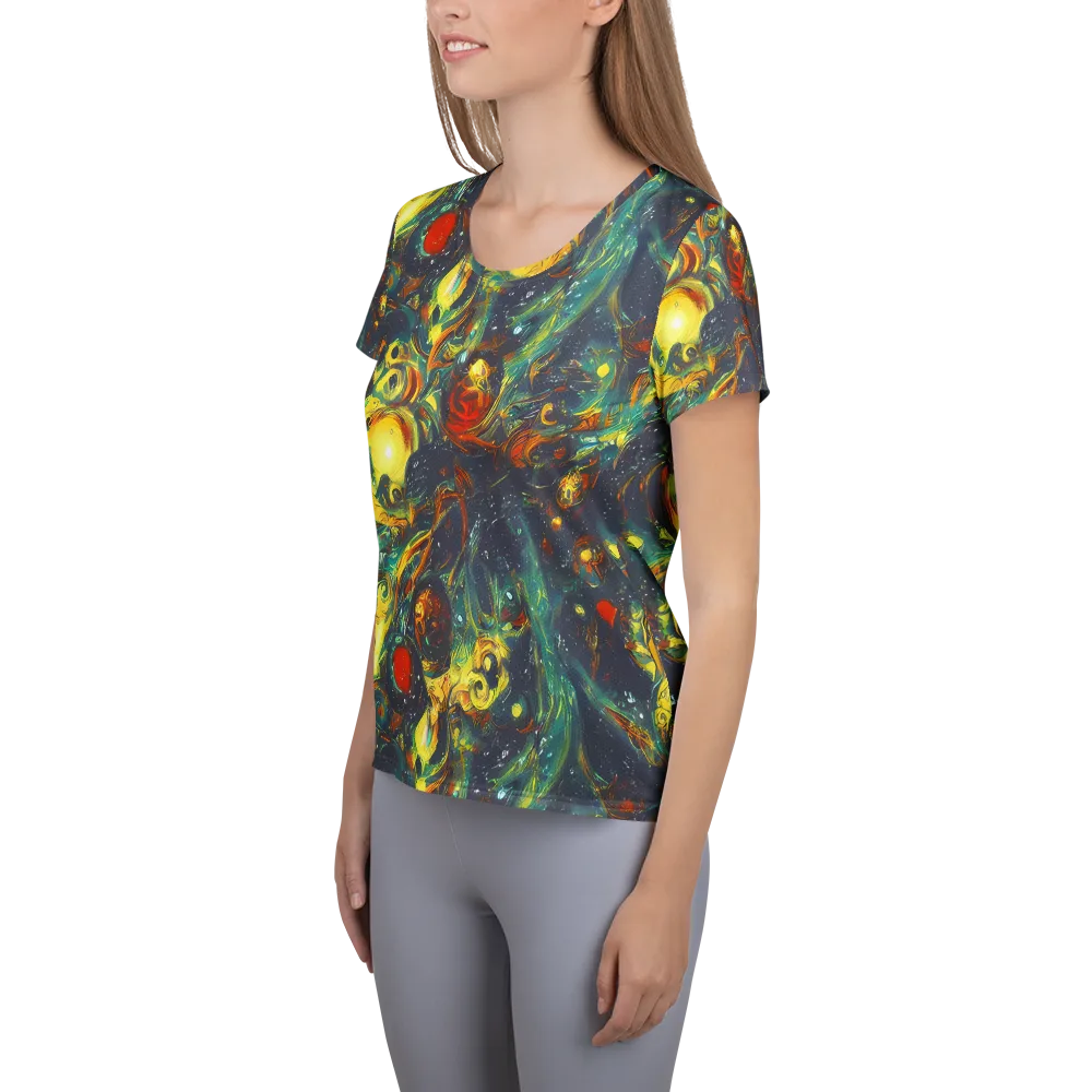Electric Tidal Pool on Women's Athletic T-Shirt — Left