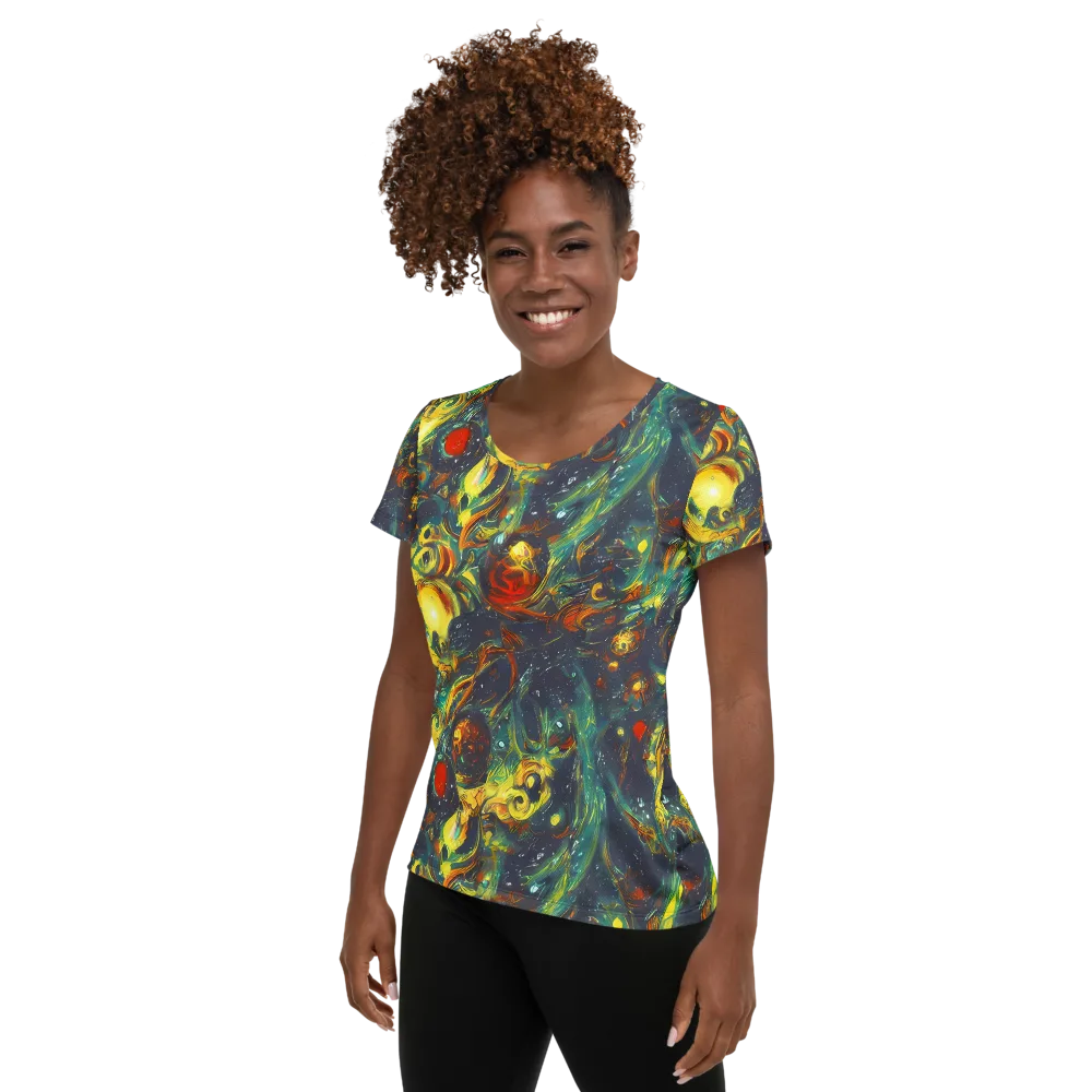 Electric Tidal Pool on Women's Athletic T-Shirt — Left