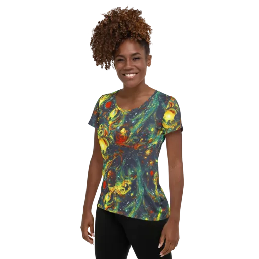 Electric Tidal Pool on a Women's Athletic T-Shirt