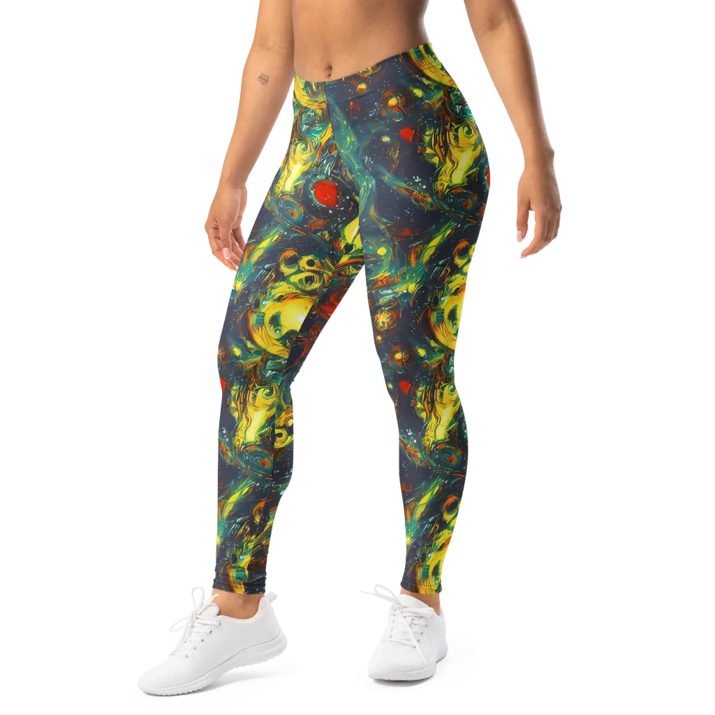 Electric Tidal Pool on Leggings — Left Front