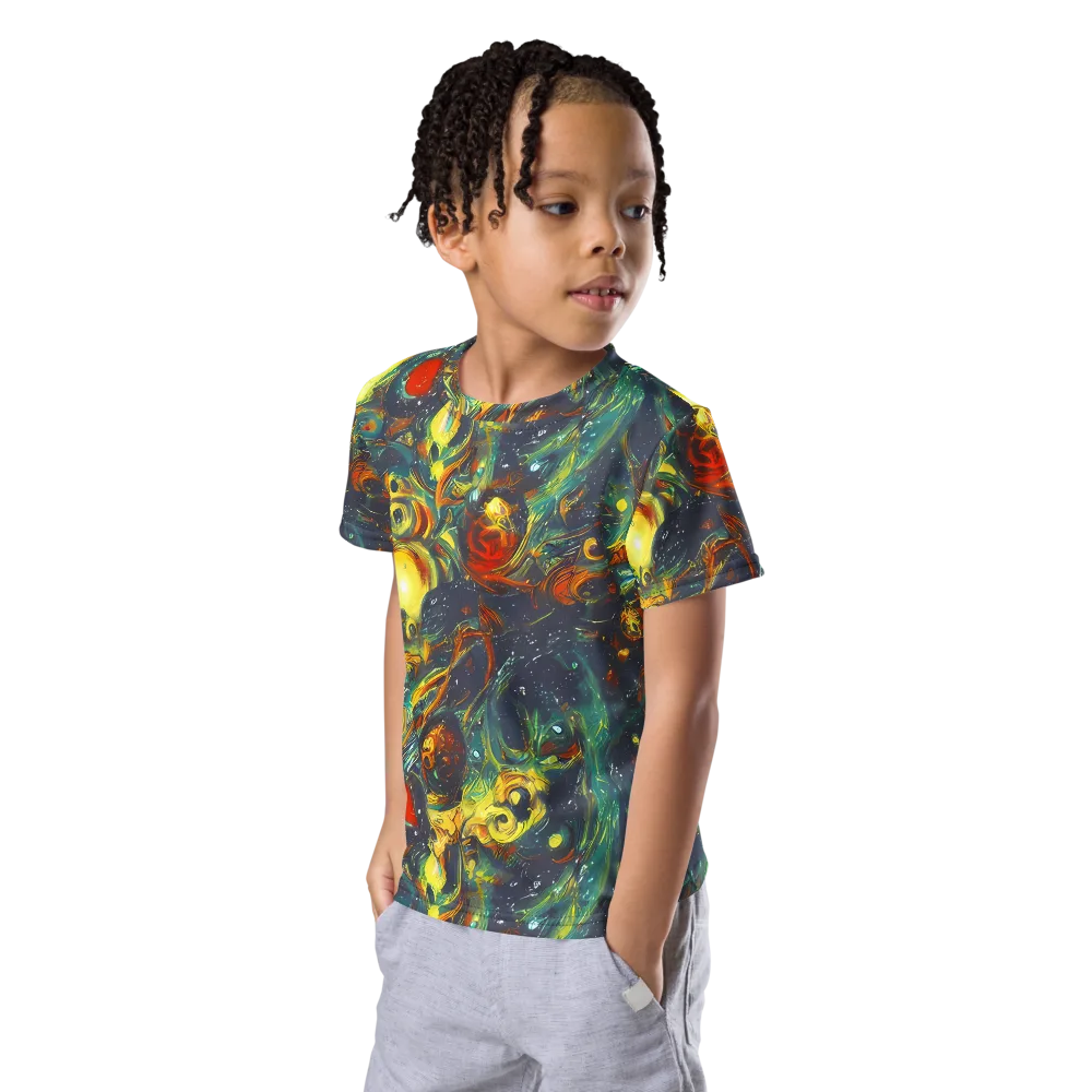 Electric Tidal Pool on Kids Crew Neck T-Shirt — Left Front