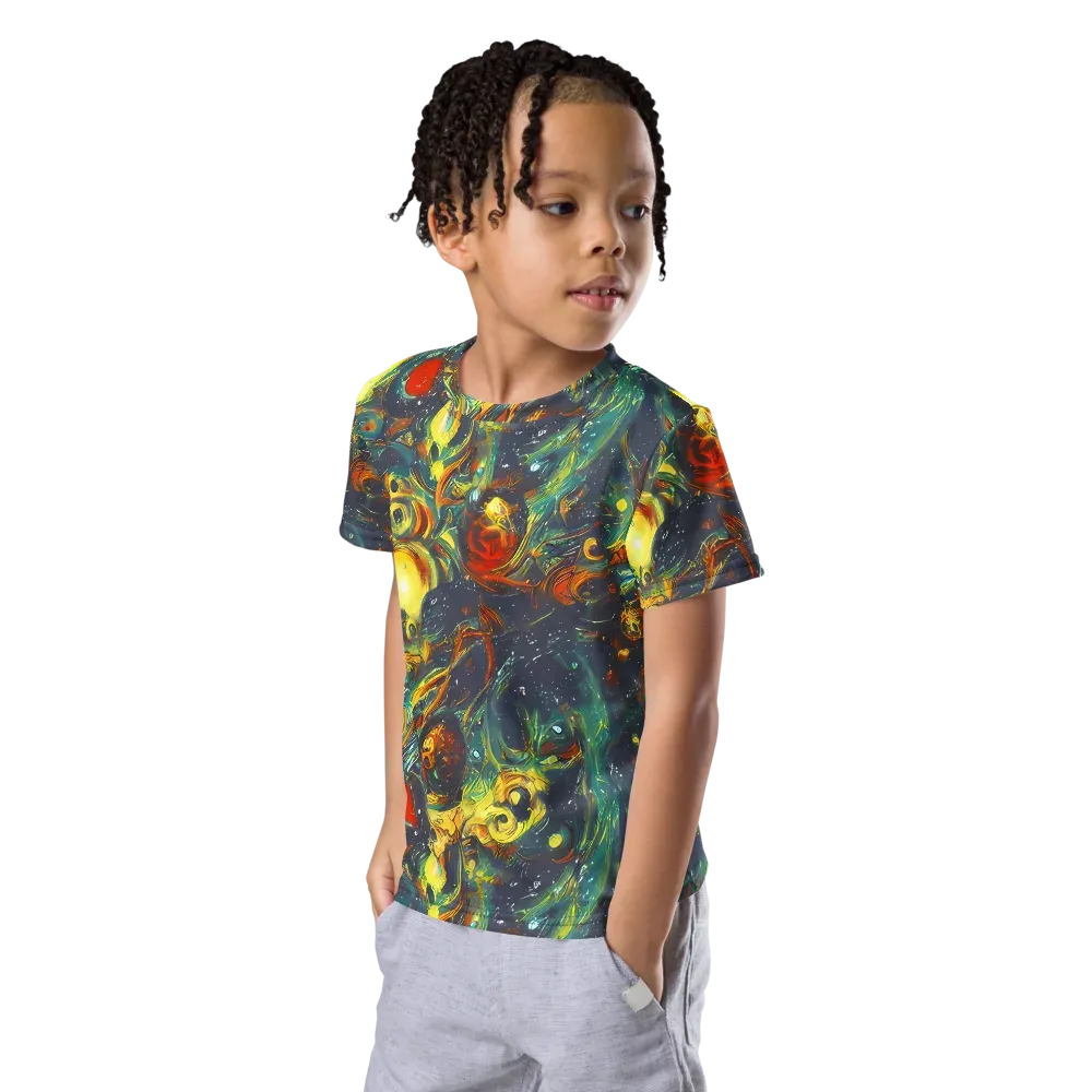 Electric Tidal Pool on Kids Crew Neck T-Shirt — Left Front