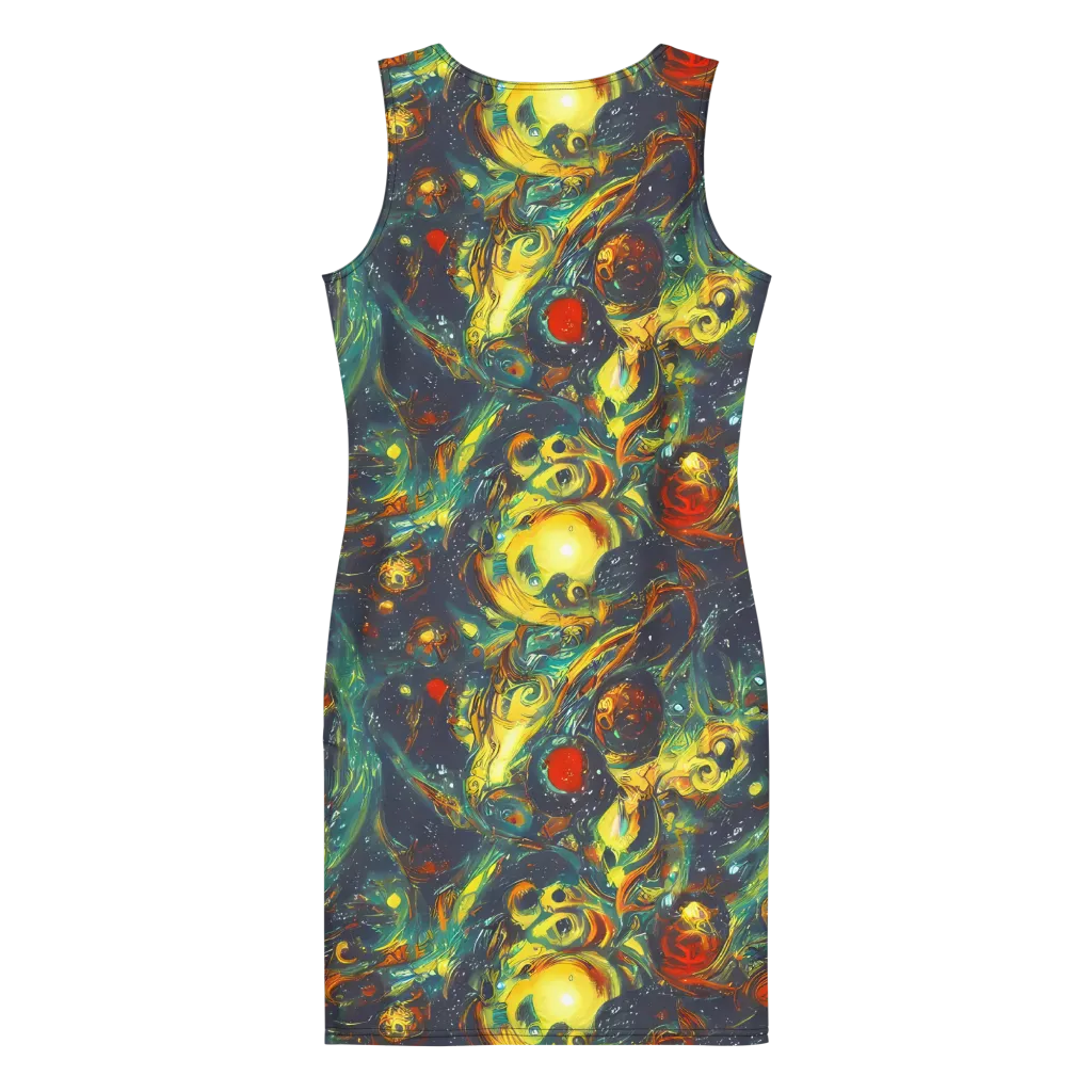 Electric Tidal Pool on Bodycon Dress — Back