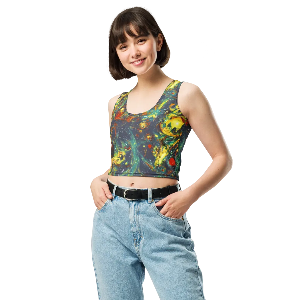 Electric Tidal Pool on Crop Top — Front