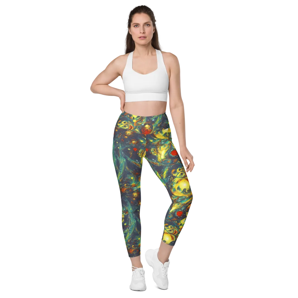 Electric Tidal Pool on Leggings with Pockets — Front