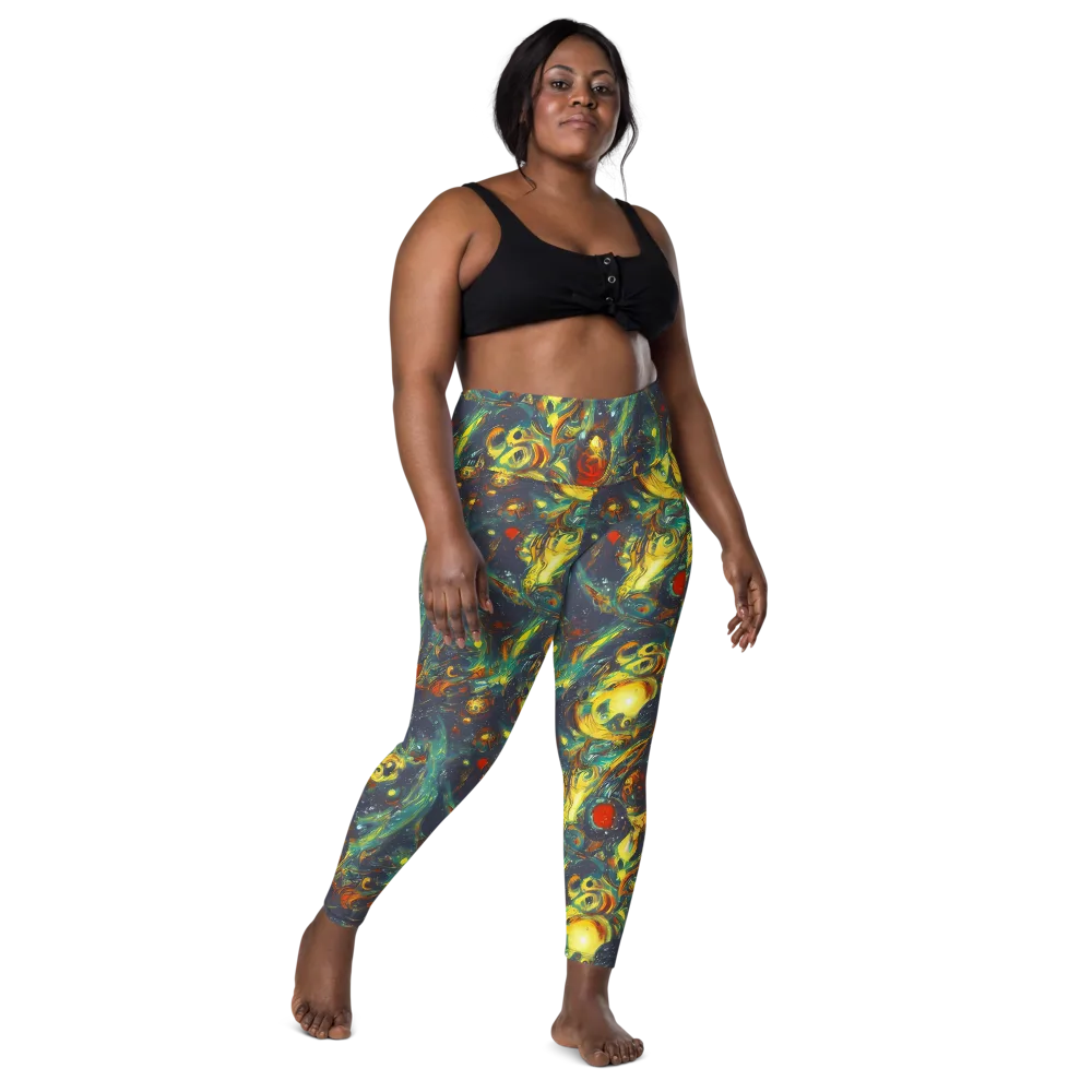 Electric Tidal Pool on Leggings with Pockets — Front