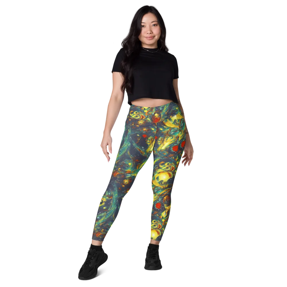 Electric Tidal Pool on Leggings with Pockets — Front