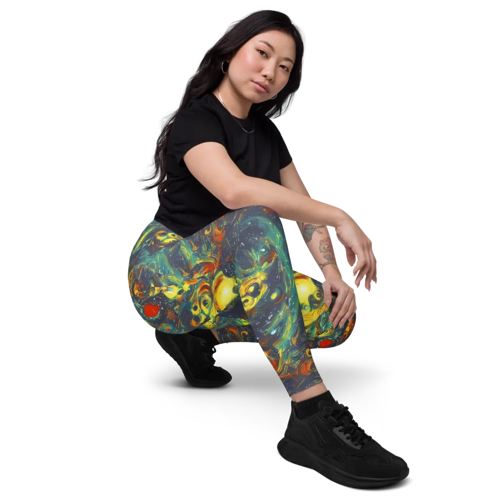 Electric Tidal Pool on Leggings with Pockets — Right Front