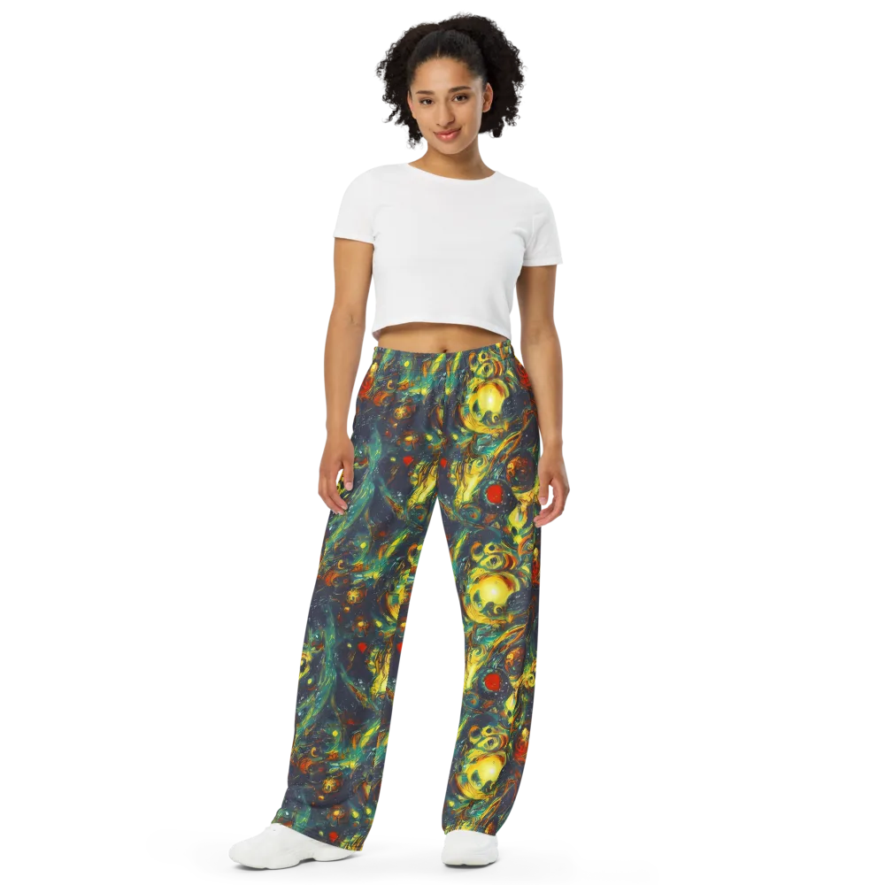Electric Tidal Pool on Wide-Leg Pants — Front