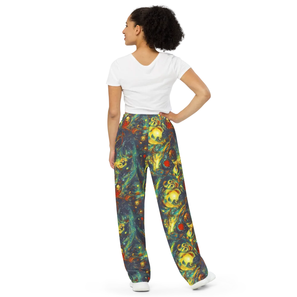 Electric Tidal Pool on Wide-Leg Pants — Back