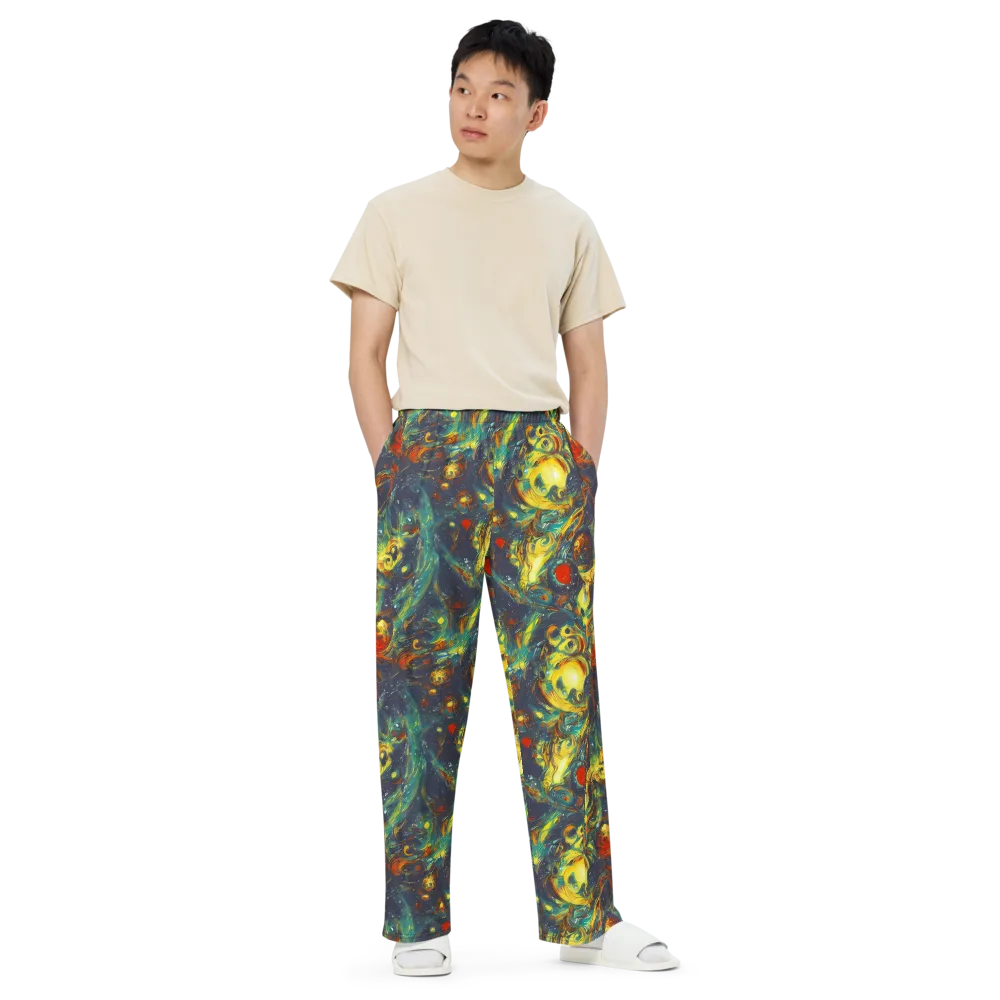 Electric Tidal Pool on Wide-Leg Pants — Front