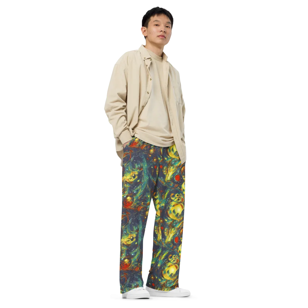 Electric Tidal Pool on Wide-Leg Pants — Right Front