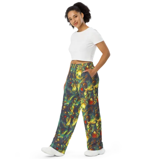 Electric Tidal Pool on a Wide-Leg Pants