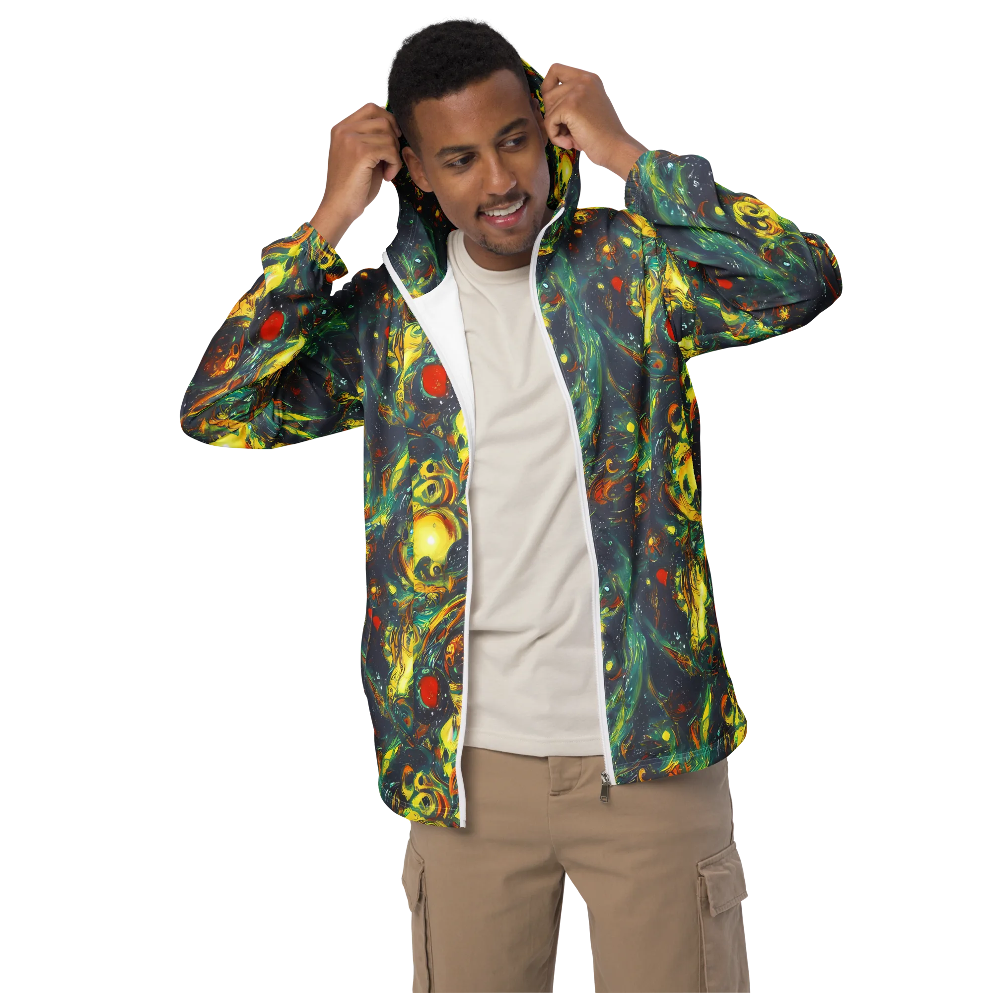 Electric Tidal Pool on Men's Windbreaker — Front