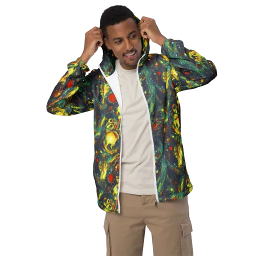 Electric Tidal Pool on a Men's Windbreaker