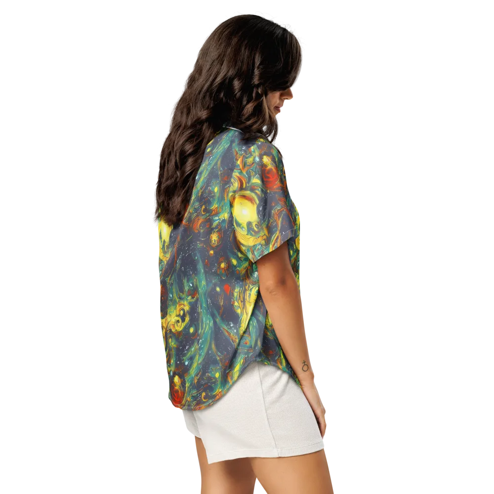 Electric Tidal Pool on Women's Short Sleeve Pajama Top — Right Back