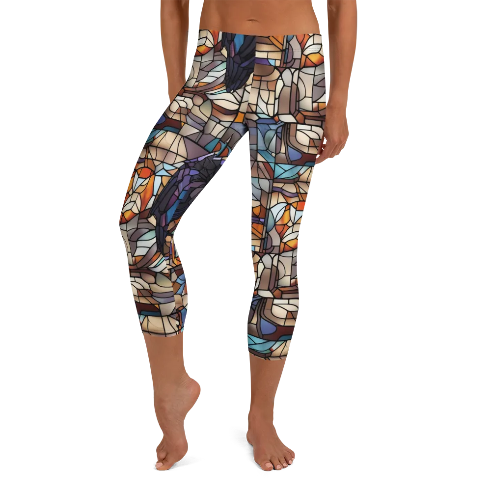 Raven Rose Window on Capri Leggings — Front