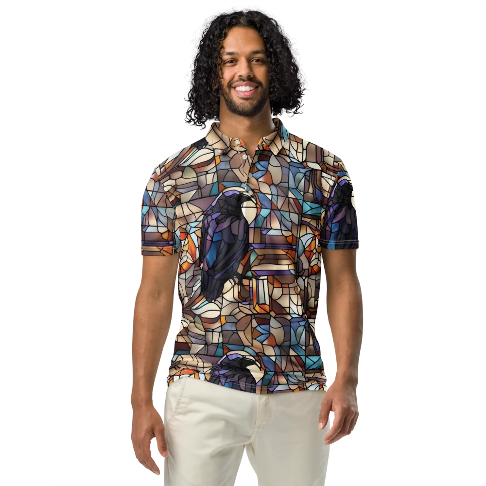 Raven Rose Window on Men's Slim Fit Polo Shirt — Front