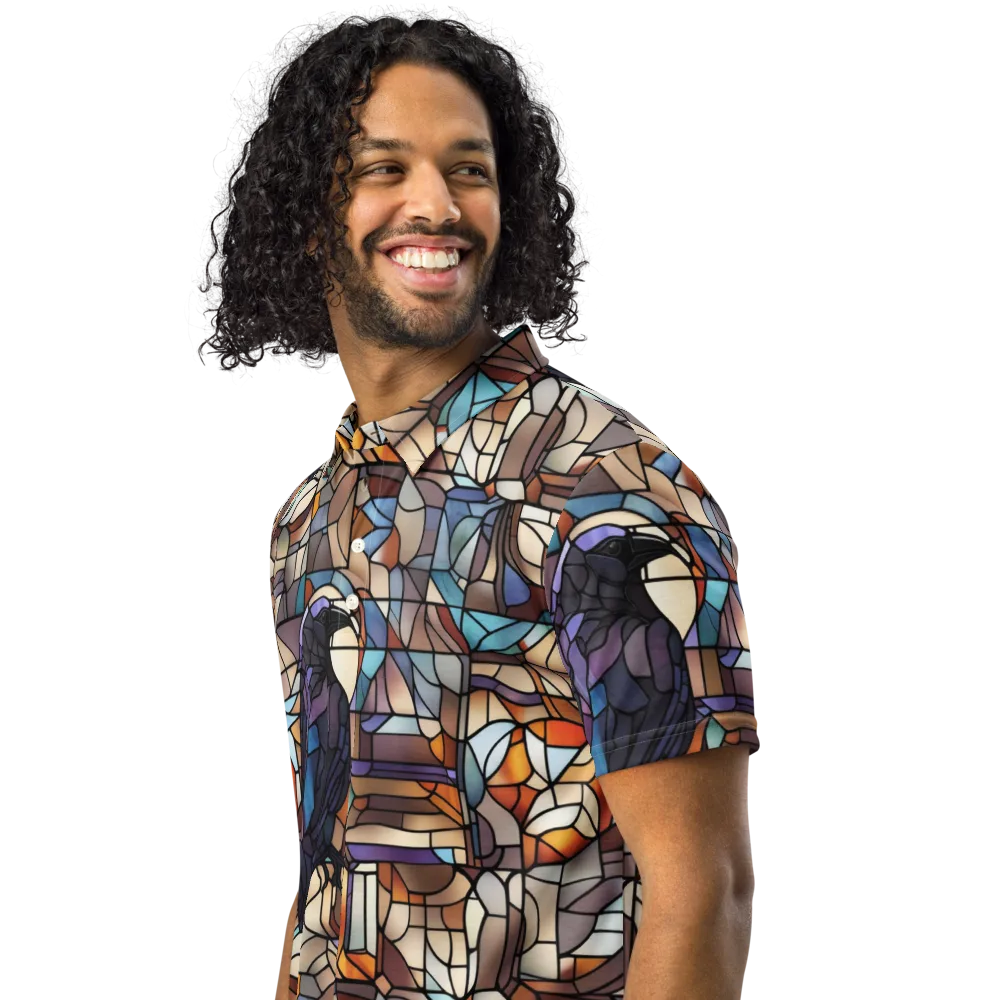 Raven Rose Window on Men's Slim Fit Polo Shirt — Left Front