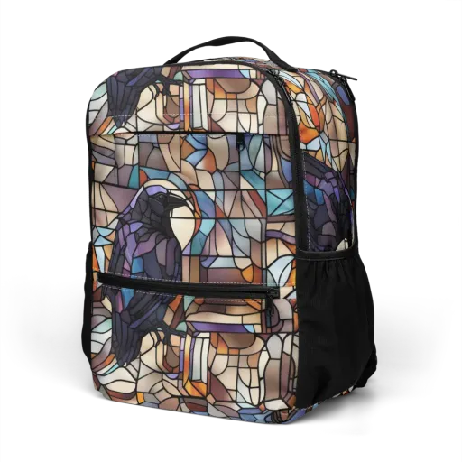 Raven Rose Window on a Utility Backpack