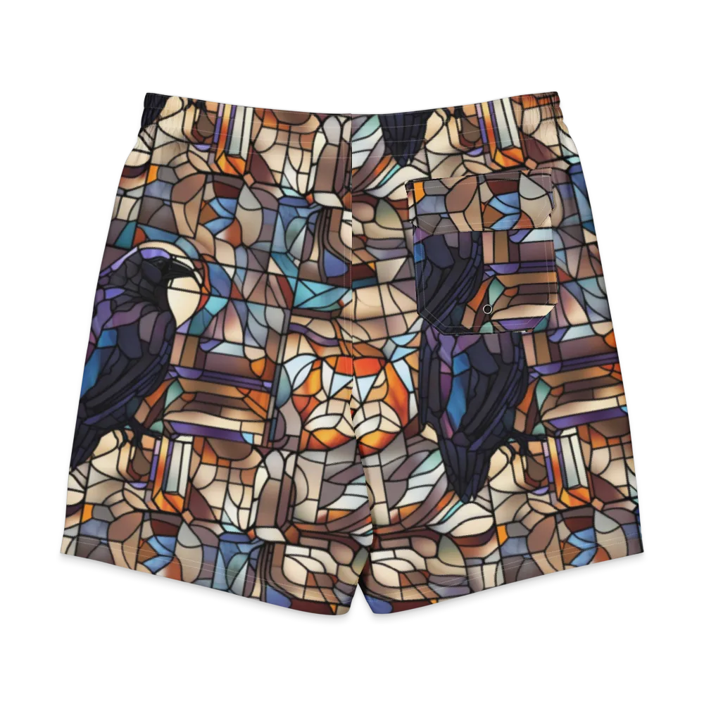 Raven Rose Window on Men's Board Shorts — Back
