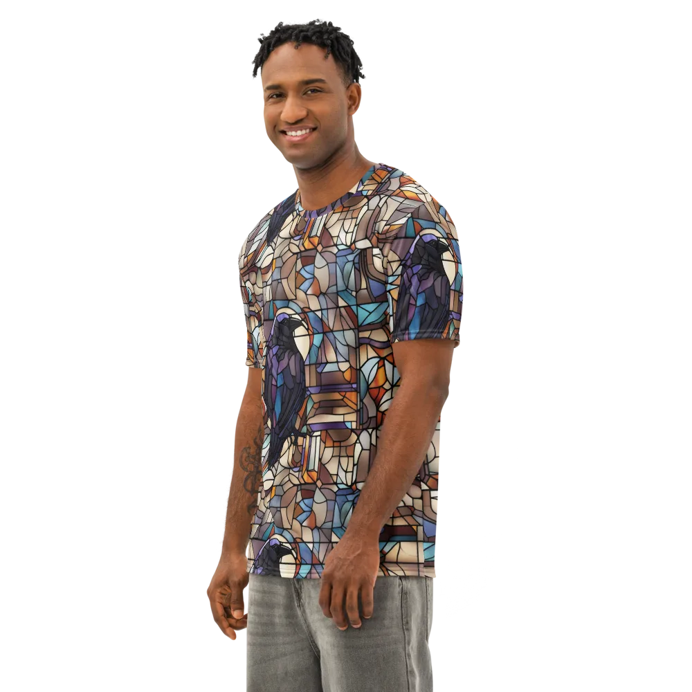 Raven Rose Window on Men's Cotton Crew Neck T-Shirt — Left Front