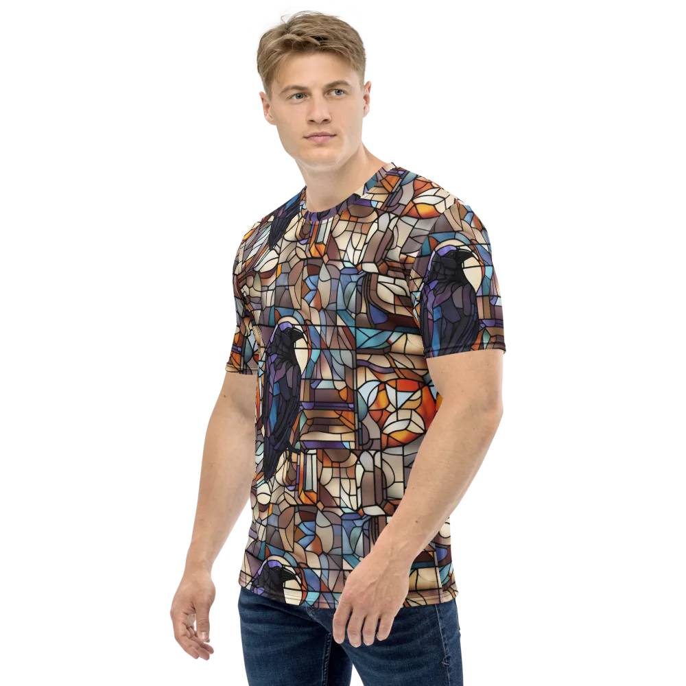 Raven Rose Window on Men's Crew Neck T-Shirt — Left