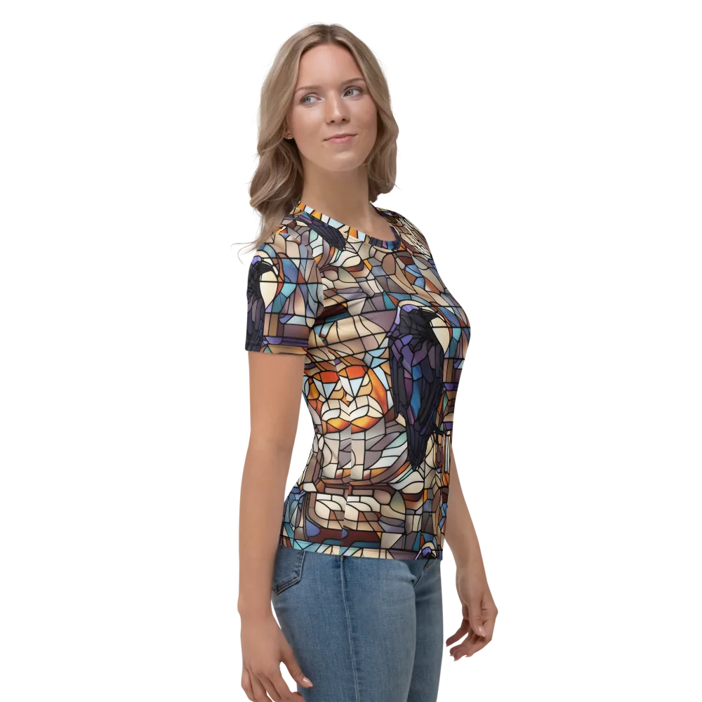 Raven Rose Window on Women's Crew Neck T-Shirt — Right